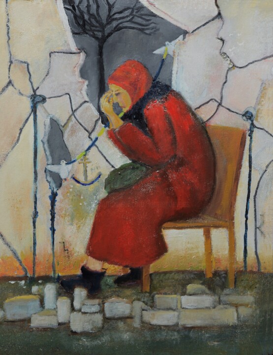 Painting titled "Gebroken" by Klazien De Vries, Original Artwork, Oil