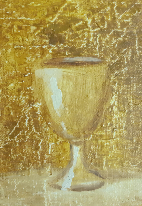 Golden cup (old style painting) 绘画, 5.1x3.5 in