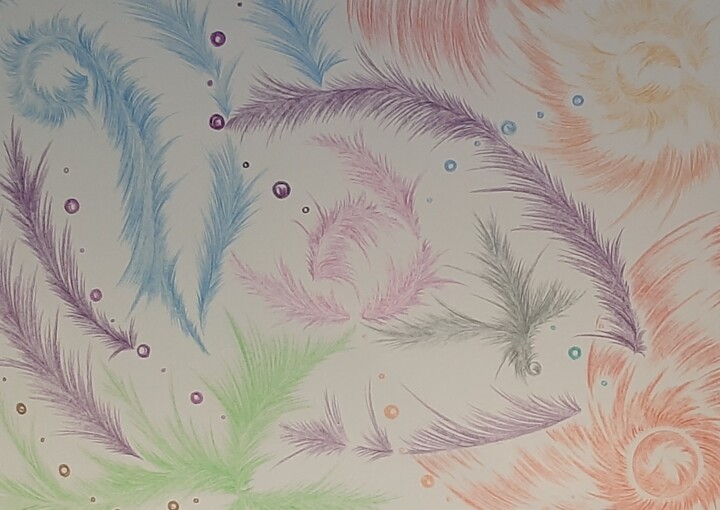 Ondes spatiales multicolores 图画, 11.8x16.5 in