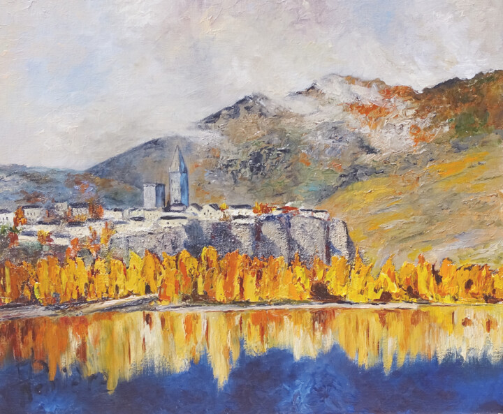 Peinture intitulée "Automne à Embrun" par Patrick Lemiere, Œuvre d'art originale, Huile