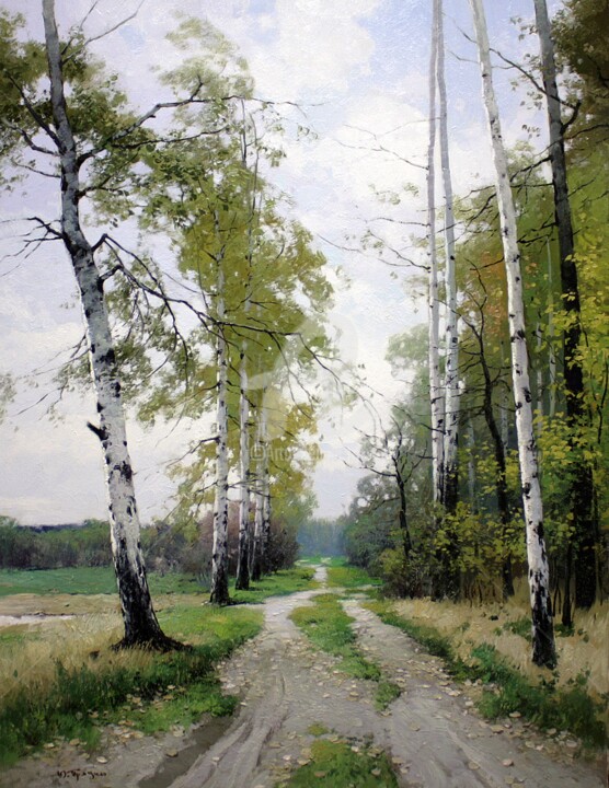 Birch Alley 绘画, 31.5x23.6 in