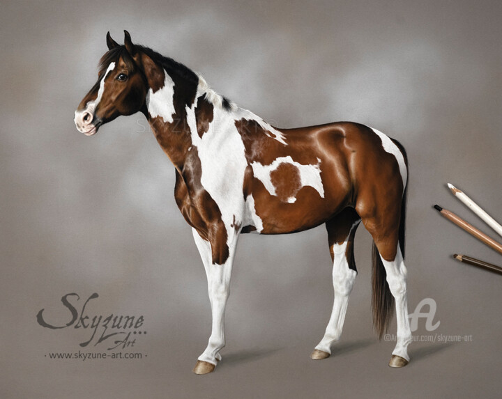 SANTINO - horse portrait in pastel 图画, 15.8x19.7 in
