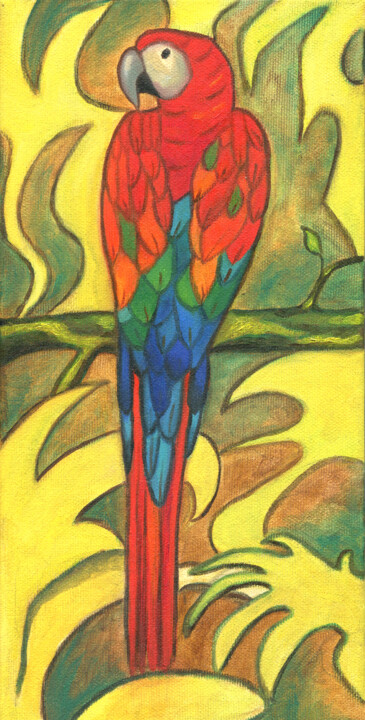 The Parrot Ara 绘画, 11.8x5.9 in