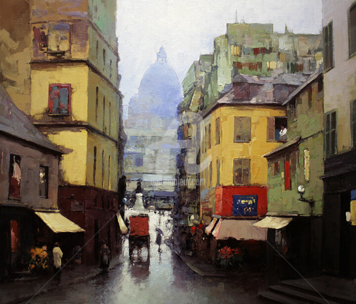 Latin Quarter Street with Pantheon View 绘画, 27.6x31.5 in