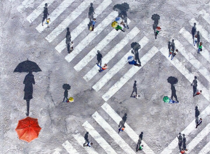 В летний дождь на перекрестке 绘画, 23.6x31.5 in