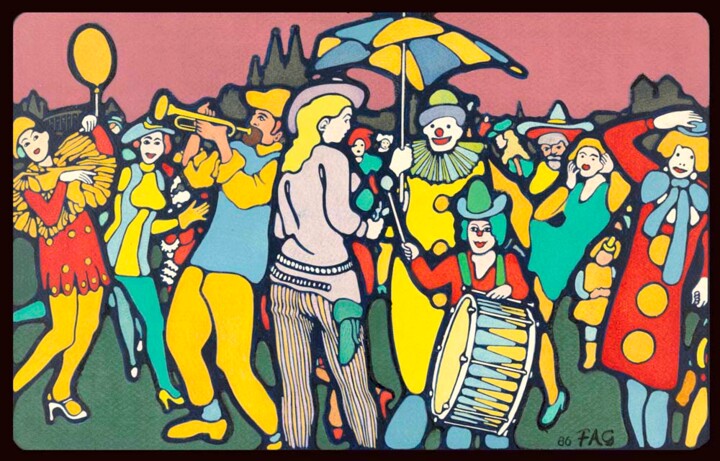 Printmaking titled "Kölner Karneval in…" by Friedrich Alexander Großkopf, Original Artwork, Digital Print
