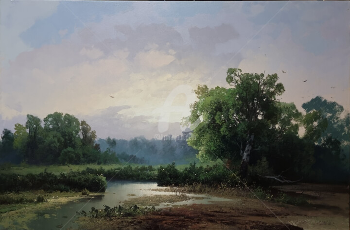 Dawn in the swamps 绘画, 23.6x31.5 in