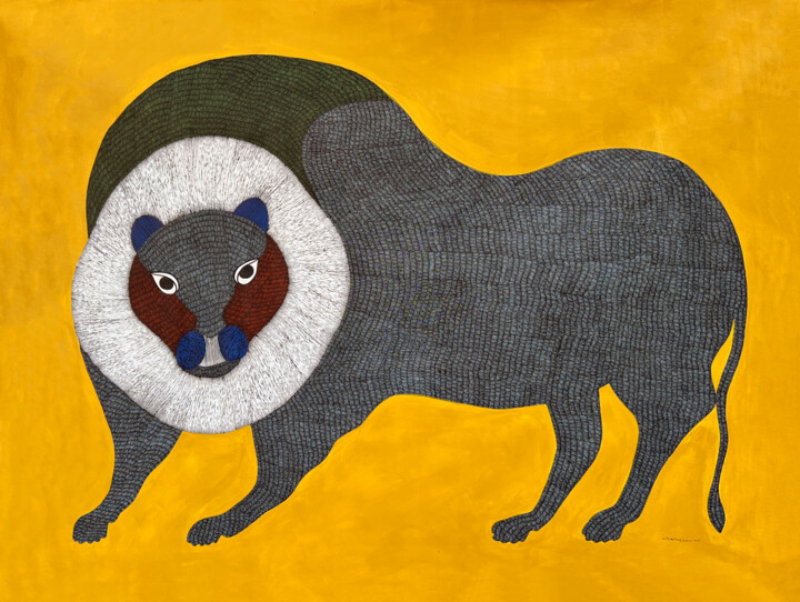 Painting titled "THE LION 2" by Gariba Singh, Original Artwork, Acrylic