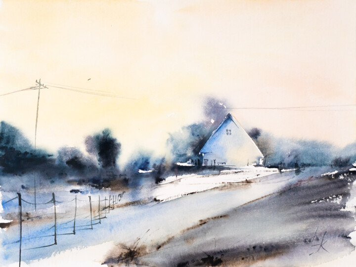 "***Landscape #14***" başlıklı Tablo Yuriy Kraft tarafından, Orijinal sanat, Suluboya