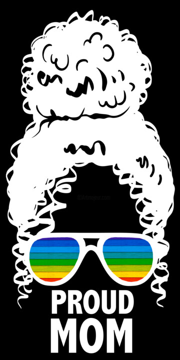 LGBTQ Pride Gay Mom Proud Messy Bun 拼贴, 24x12 in