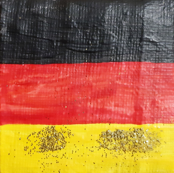 German flag (miniature with glitter) 绘画, 1.6x1.6 in