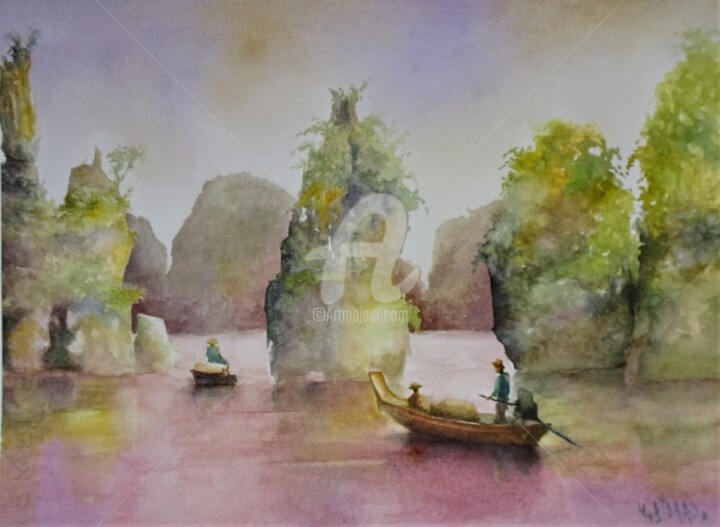 Peinture intitulée "Vibration 12" par Martial Bidard, Œuvre d'art originale, Aquarelle