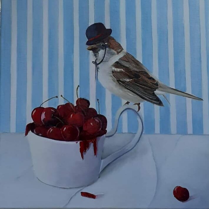 Quello strano personaggio 绘画, 15.8x15.8 in