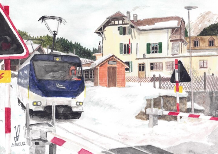 PN Villa d'Oex 绘画, 8.3x11.7 in