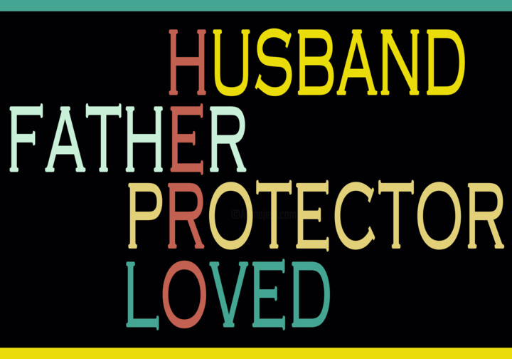 Digital Arts titled "Funny Husband Daddy…" by Tony Rubino, Original Artwork, Digital Painting Mounted on Wood Stretcher frame