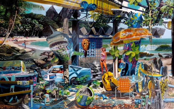 Peinture intitulée "SUMMER VACATION" par Leandro Cunha, Œuvre d'art originale, Émail