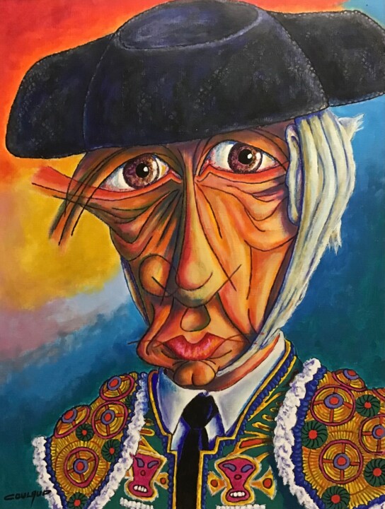 LE TORÉRO À L’ OREILLE COUPÉE 绘画, 24x18.1 in