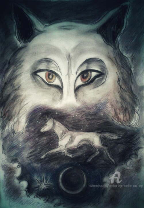 Wolf Eyes. Seal of the Moon 绘画, 16.5x11.8 in