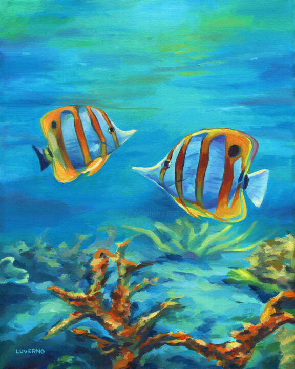 Pittura intitolato "Turquoise kingdom" da Lucia Verdejo, Opera d'arte originale, Olio Montato su Telaio per barella in legno
