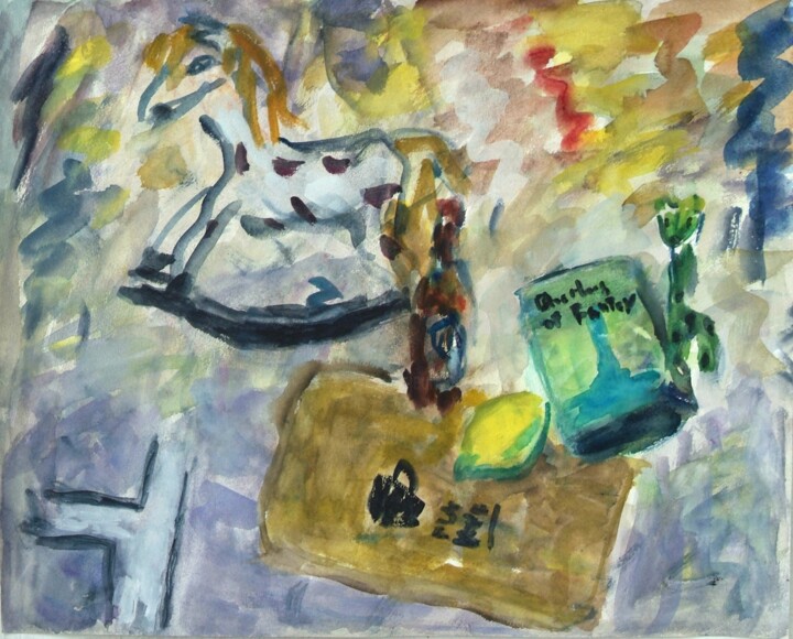 White horse 绘画, 14.6x18.5 in