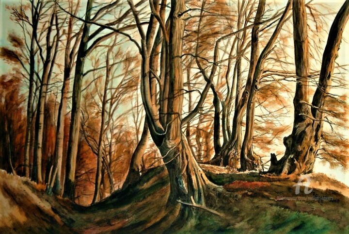 Peinture intitulée "Stöfs an der Burg" par Rüdiger Eggers, Œuvre d'art originale, Aquarelle