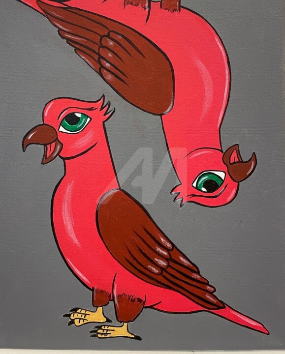 «Попугаи» 绘画, 11.8x9.8 in