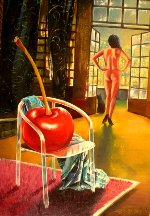 "Госпожа Ночи" 绘画, 27.6x19.7 in