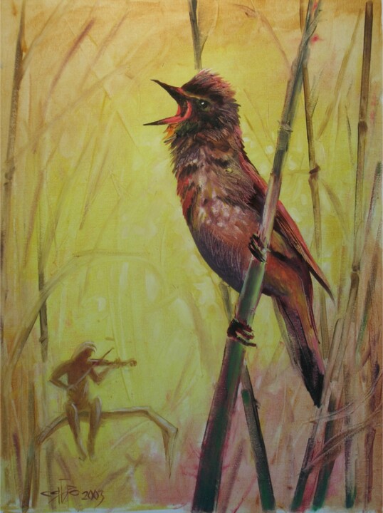 "Утренний дуэт" 绘画, 17.7x13.4 in