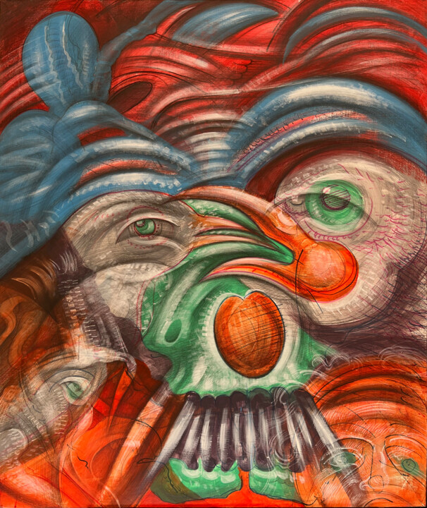 Painting titled "Pre-Poster 221" by Philipp Rukavishnikov, Original Artwork, Acrylic Mounted on Wood Stretcher frame