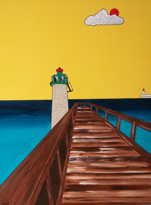 Peinture intitulée "Tableau Naif Estaca…" par Didier Dordeins, Œuvre d'art originale, Acrylique