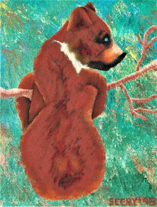 Bear on a branch 绘画, 20x16 in