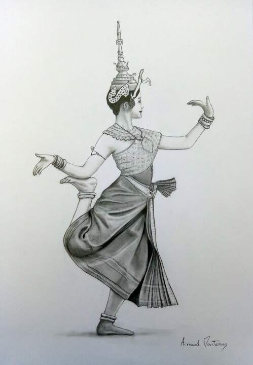 Danseuse classique Khmer 图画, 11.8x8.3 in