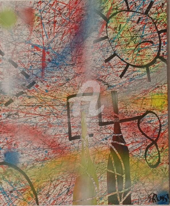 Confinement - Les Déchirures. 绘画, 23.6x19.7 in