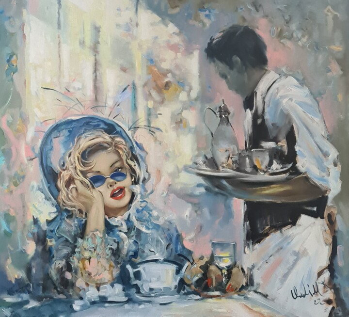 Painting titled ",,Some like it hot.…" by Vadim Kovalev, Original Artwork, Oil Mounted on Wood Stretcher frame