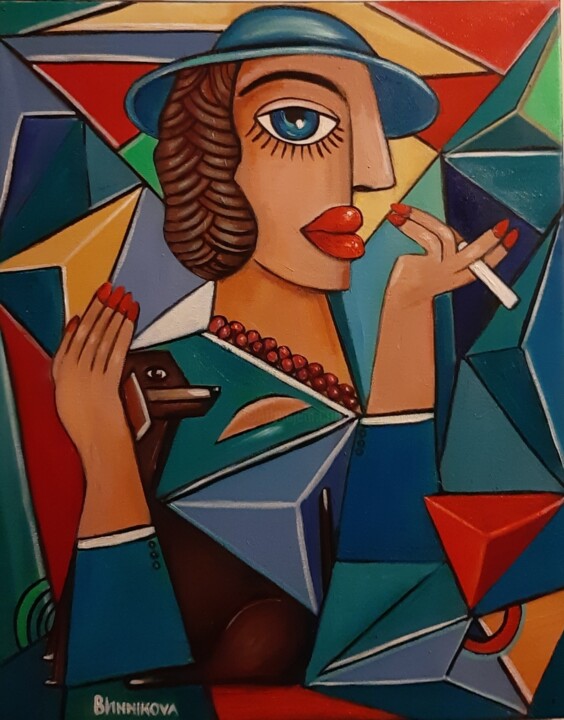 Dama avec chien 绘画, 19.7x15.8 in