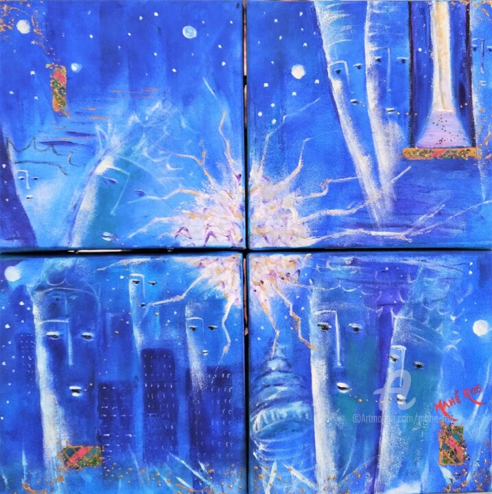 Peinture intitulée "Fragmentation" par Mahé Ros, Œuvre d'art originale, Acrylique