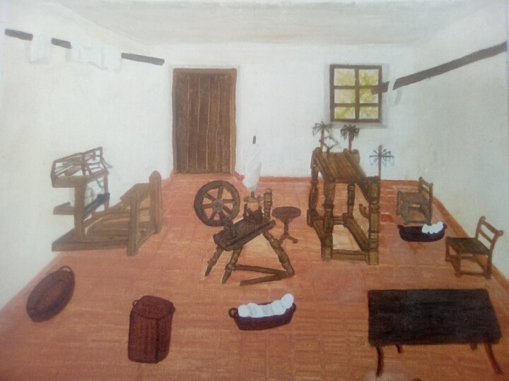 Stanza degli Attrezzi Per Cotonificio 绘画, 15.8x19.7 in