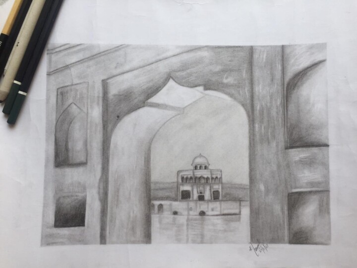 Painting titled "!! Sakafat!!" by Neha Ali Qureshi, Original Artwork, Charcoal