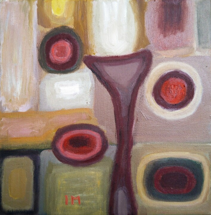 Painting titled "Miniature 3" by Ivana Martic, Original Artwork, Oil Mounted on Wood Stretcher frame