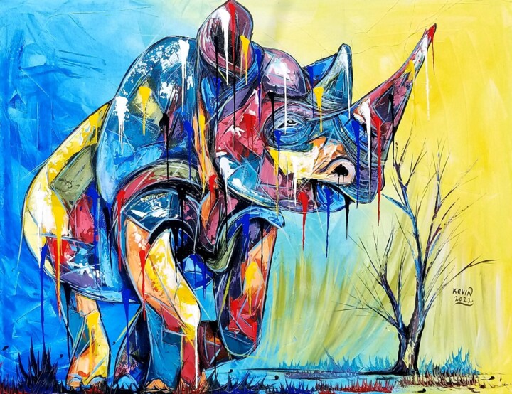 Closer to the rhino 绘画, 35.4x47.2 in