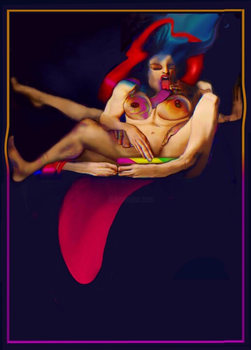 Georgette Mosbacher."Exploding" 绘画, 37.4x24.4 in