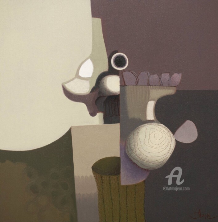 Dog whisperer 绘画, 14.2x14.2 in