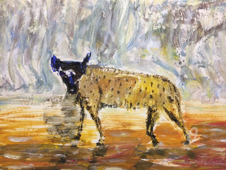 Desert Hyena 绘画, 15x24 in