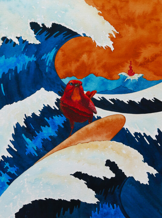 Brave bird 绘画, 15.8x11.8 in