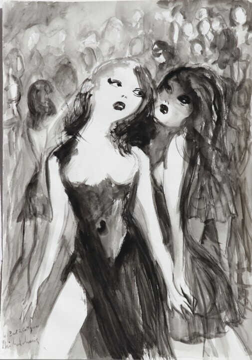 Le bal, à Cotignac 绘画, 16.5x11.7 in