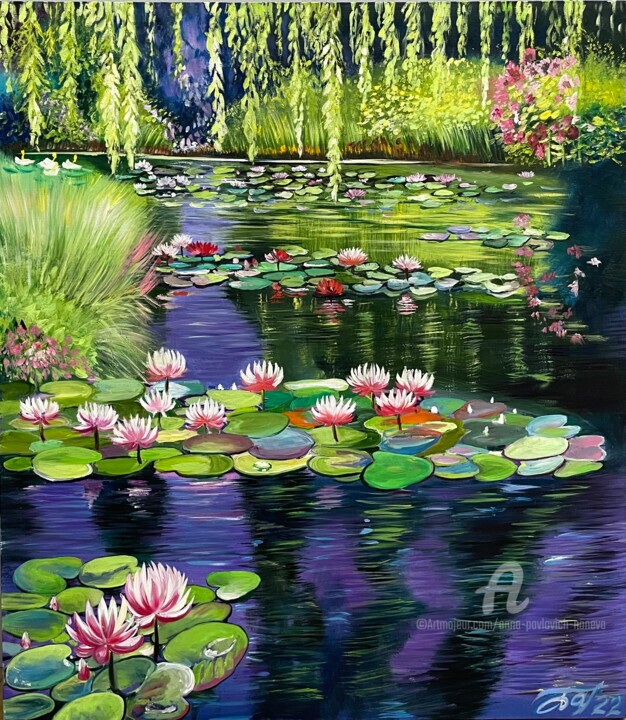 Peinture intitulée "Enchanted lake" par Anna Pavlovich-Naneva, Œuvre d'art originale, Huile Monté sur Châssis en bois