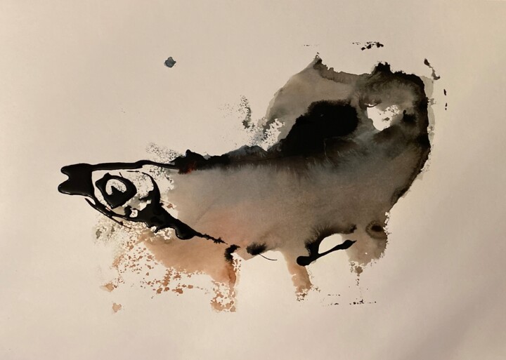 Fish ink 绘画, 16.1x23.2 in