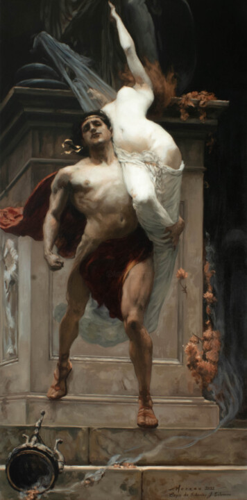 Étude de "Ajax and Cassandra" de Solomon Joseph Solomon 绘画, 31.5x15.8 in