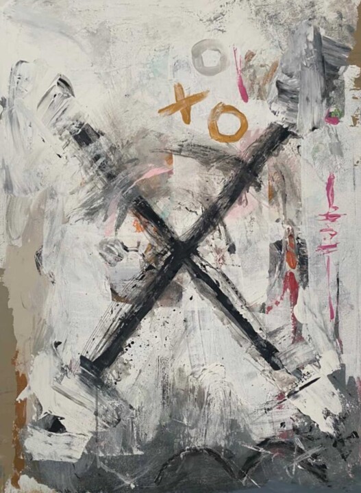 Painting titled "Valentine`s XO" by Gazvaniart, Original Artwork, Acrylic Mounted on Wood Stretcher frame
