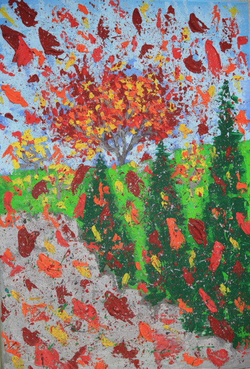 Painting titled "Acrylic structure p…" by Krsart, Original Artwork, Acrylic Mounted on Wood Panel